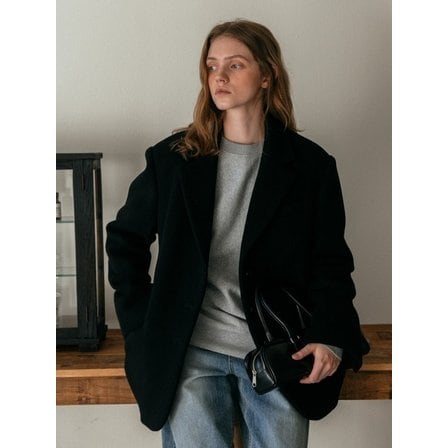 UNNOUT WOOL CLASSIC HALF COAT BLACK