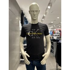 [여주점] CKJ 남성 슬림핏 투톤 모노그램 반팔 티셔츠(J320568-BEH)