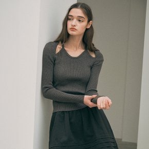 RIBBED CUT OUT KNIT CHARCOAL