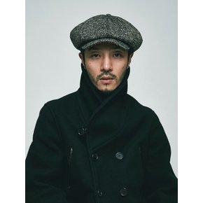 wool tweed newsboy cap - black white mix