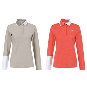 25 S/S (421E1TO201) 여성 하프 배색 칼라 긴팔 티셔츠