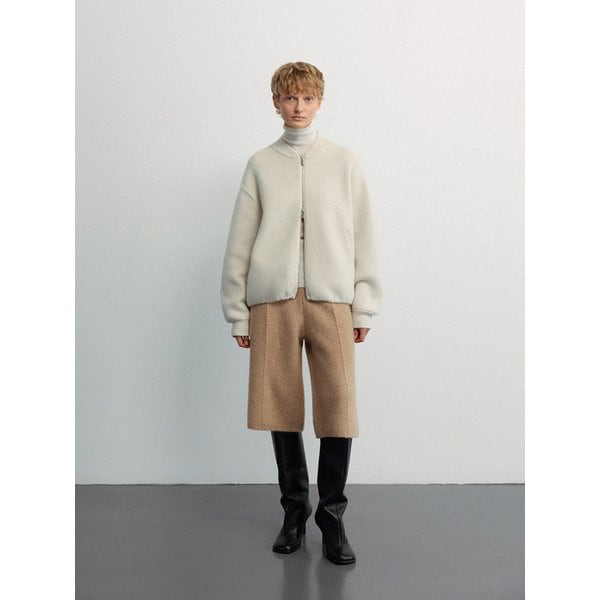 Fine merino wool bomber jacket_Ivory