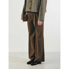 Wool 2 Pintuck Wide Pants(Brown)