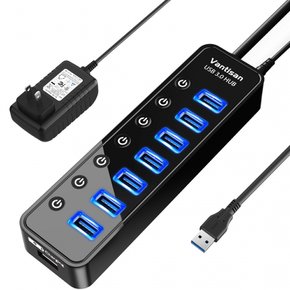 반티산 USB USB 3.0 허브 USB 허브 + 1 USB 5V4A AC 윈도우 10, 8.1, 8, 7, 비스타, XP, 맥 OS