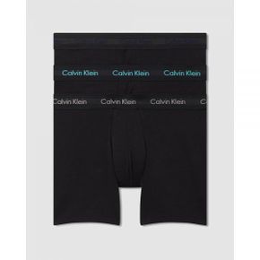 5206226 Calvin Klein Cotton Stretch Boxer Briefs 3-Pack - Black With Cool Water Logo  Grey