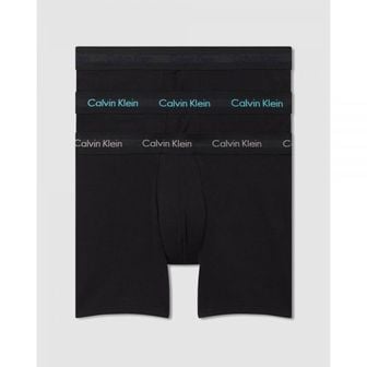 이스퀘어 5206226 Calvin Klein Cotton Stretch Boxer Briefs 3-Pack - Black With Cool Water Logo  Grey