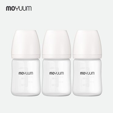 모윰 실리콘 코팅 노꼭지 유리 젖병 150ml 트리플팩