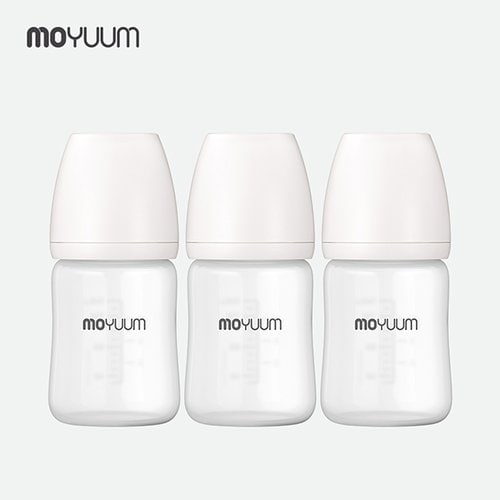 [모윰] 실리콘 코팅 노꼭지 유리 젖병 150ml 트리플팩