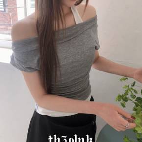 / 훌타 레이어드 홀터 나시 오프숄더 반팔티