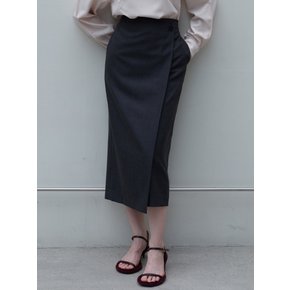 울 100% 랩 스커트 그레이 LF26005SK05GR
