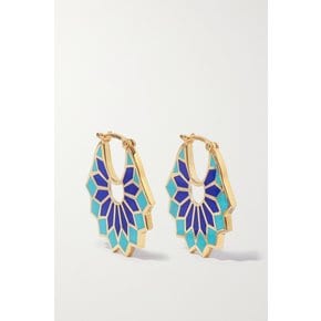 The Mini Lady Sursock 18-karat Gold Enamel Hoop Earrings 블루