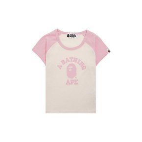 SS26 여성 콜리지 래글런 크롭 티 001CSM302316LPNK