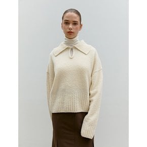 TWF WOOL BOUCLE COLLAR KNIT TOP_3COLORS