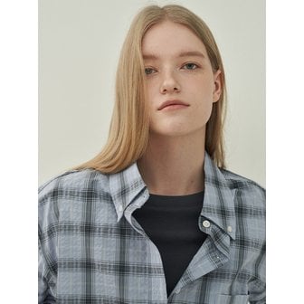 모트 버튼 다운 체크 셔츠-sky blue