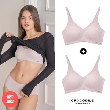 감탄브라 [크로커다일] 라이크라 쉘론 몰드부착 스트랩 감탄브라 2종 퍼플그레이+퍼플그레이 CDWBR5M25_2