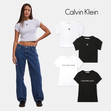 Calvin Klein 캘빈클라인 CK 여성 반팔 티셔츠 클래식 라운드 넥 크롭 / 베이직 4종택일