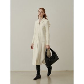 Zip up simple long dress - ivory