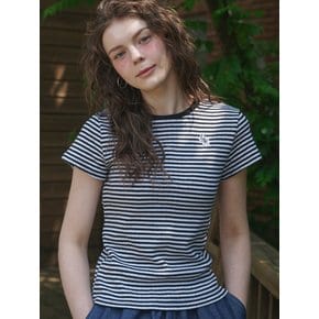 L&R Wappen Eyelet Stripe Short Sleeve  T-shirt  Black