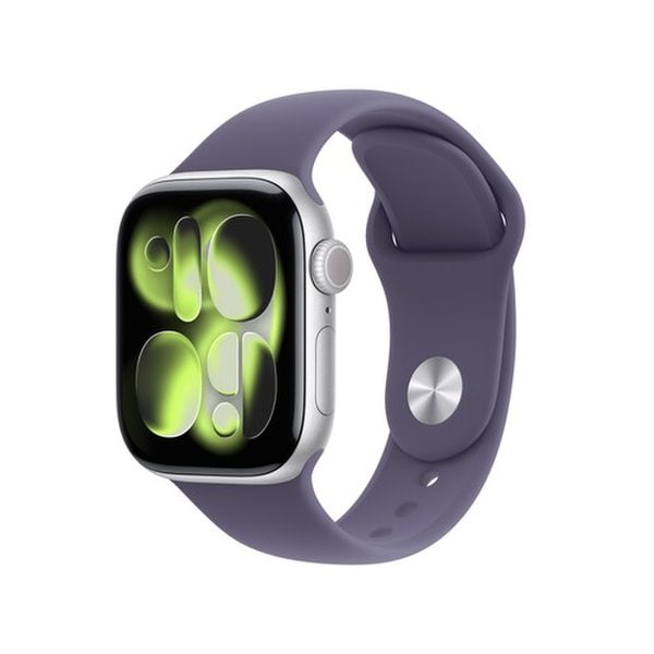 (2차) 애플워치 11 셀룰러 46mm 실버 알루미늄, 퍼플 포그 스포츠 밴드 (ML) MFCR4KH/A