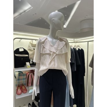 ZOOC 브이넥 프릴 반팔 블라우스 Z252MSC013