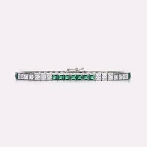 Bicolor Seven Emerald Tennis Bracelet SSKA107BWG170