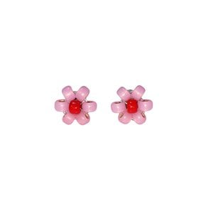 Pinky Red Flower Beads Earring