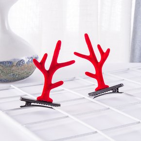 사슴뿔 집게핀 루돌프 머리핀 파티 소품 헤어핀 레드 성타절 이벤트 핀 헤어 장식 머리장식 뿔
