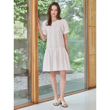 Nouve 써머 핀턱 셔링 드레스 - 아이보리 / Summer Pintuck Shirring Dress - Ivory