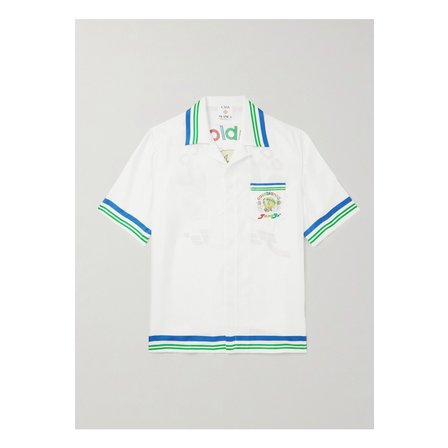 CASABLANCA 카사블랑카 캠프 칼라 프린트 실크 트윌 셔츠 화이트 46376663162876059