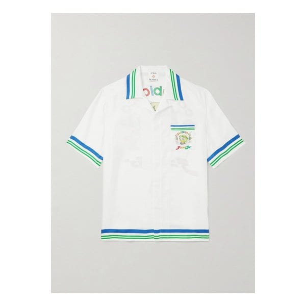 카사블랑카 캠프 칼라 프린트 실크 트윌 셔츠 화이트 46376663162876059