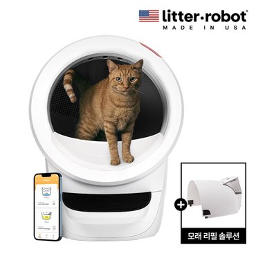 리터로봇 [Hopper Package] 리터로봇 4 고양이 자동 화장실(화이트)+리터호퍼 모래 자동 리필 솔루션