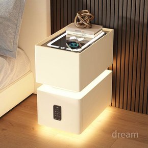 인테리움 침대협탁 LED 무선충전 사이드 금고 협탁 틈새 테이블