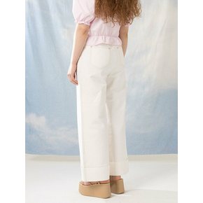 TURN UP WIDE PANTS_WHITE