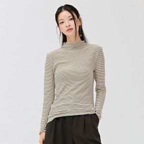 여성 스트라이프 터틀넥 티셔츠 DFZG5153C0X_P372832392
