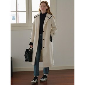 Cest_Navy collar woolen coat