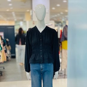 브이넥 셔링 긴팔 레이스 블라우스 CQ7WBL06
