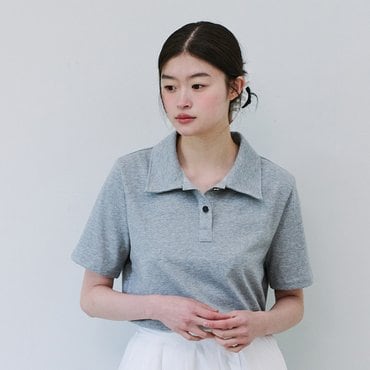 YUPPE COLLAR POINT T-SHIRT_GRAY