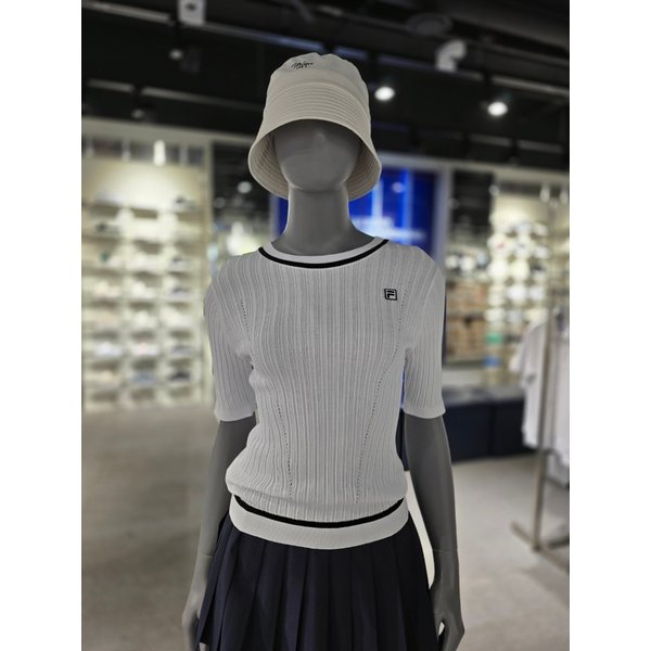 [파주점] 여성 니트 사선 라운드 티셔츠(FS2RSG2371F- WHI)