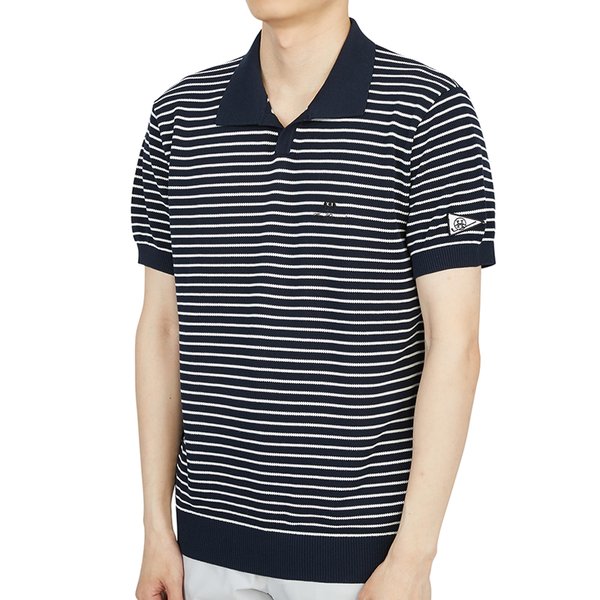 [부산점] 골프웨어 남성 반팔 니트 HHM 2A AB53 NAVY WHITE