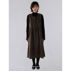 Sleeveless Wool Ribbon Dress_Brown