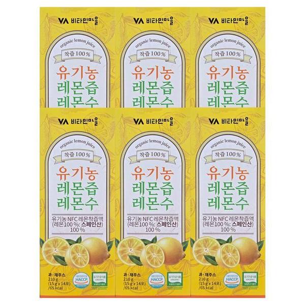 비타민마을 유기농 레몬즙 레몬수 착즙원액 스틱형  15g x 14포 6박스 HIS (S33109105)