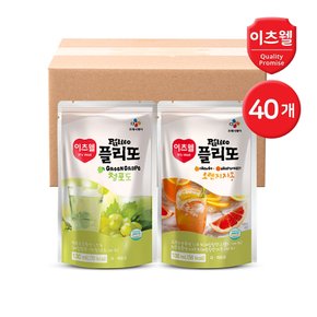 CJ이츠웰 플리또 과일주스 파우치 130ml 혼합 40개 (오렌지20+청포도20)