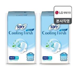 쏘피 2025 쿨링프레쉬 생리대 날개형 2팩 (중형 32P/대형 28P 중 택1)