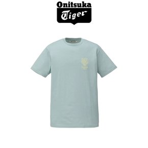 오니츠카타이거 로고 자수 남녀 공용 그래픽 티셔츠 블루 그레이 2183B457.400