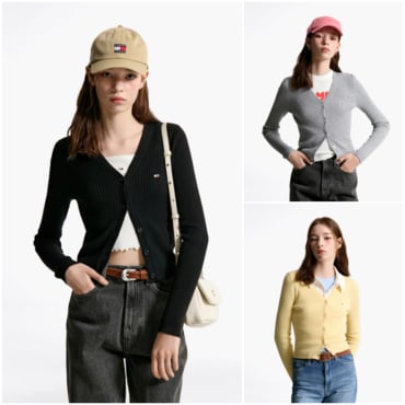 타미진스 여성 베이직 브이넥 가디건 T32F0KCD14TWT2 TOMMY JEANS
