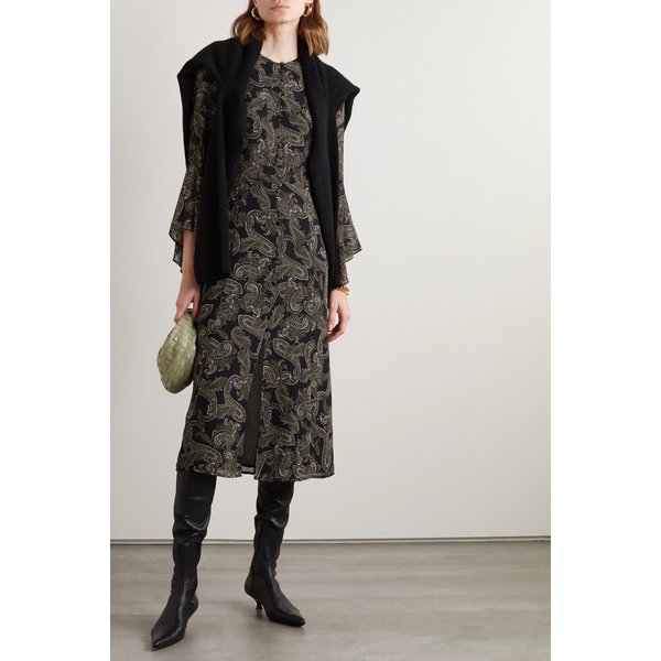 페이즐리 프린트 시폰 미디 원피스 46376663162760203