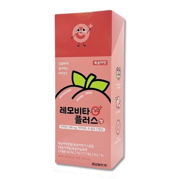 [경남제약] 레모비타플러스정 복숭아맛 120정 씹어먹는 비타민C 레모나 캔디형 SHTB