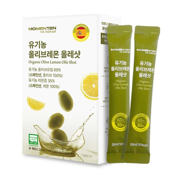 모먼튼 유기농 올리브레몬 올레샷 14포 1박스 엑스트라버진 올리...