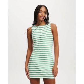 5016931 Cotton On Bella Boat Neck Mini Dress - LILY STRIPE GREEN