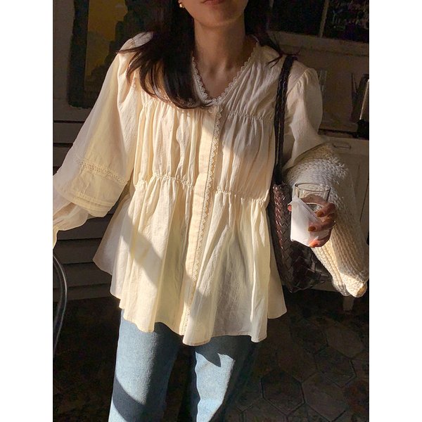 로제뜨 레이스 엘리자벳 블라우스_BUTTER CREAM